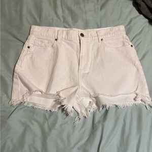 LOFT White Distressed Jean Shorts
